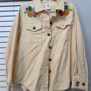 Disney Cream Corduroy Jacket with Floral Embroidery